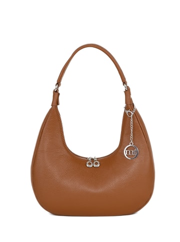 Mia Tomazzi Leren schoudertas "Beldiletto" lichtbruin - (B)32 x (H)17 x (D)11 cm