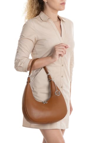 Mia Tomazzi Leder-Schultertasche "Beldiletto" in Hellbraun - (B)32 x (H)17 x (T)11 cm