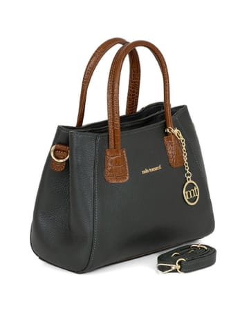 Mia Tomazzi Leder-Henkeltasche "Conchetta" in Schwarz - (B)28 x (H)11 x (T)15 cm