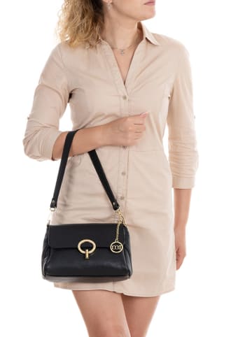 Mia Tomazzi Leren schoudertas "Ciovassino" zwart - (B)26 x (H)18 x (D)10 cm