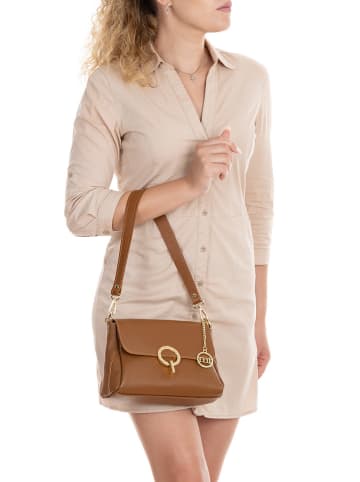 Mia Tomazzi Leren schoudertas "Ciovassino" lichtbruin - (B)26 x (H)18 x (D)10 cm