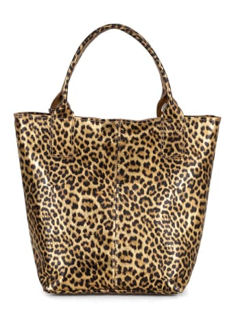 Mia Tomazzi Leder-Shopper "Barozzi" in Hellbraun - (B)31 x (H)36 x (T)20 cm