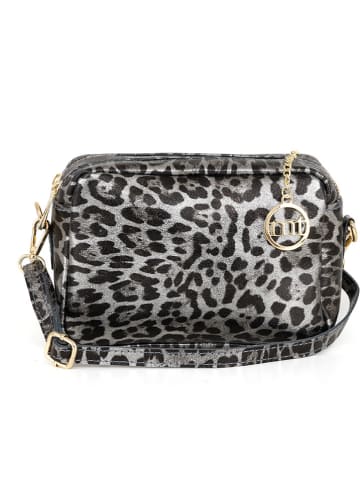 Mia Tomazzi Leder-Umhängetasche "Caltanissetta" in Grau/ Schwarz - (B)22 x (H)15 x (T)10 cm