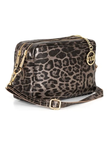 Mia Tomazzi Leren schoudertas taupe - (B)22 x (H)15 x (D)10 cm