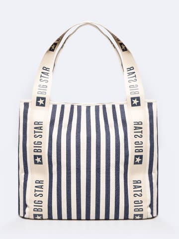 BIG STAR Shopper in Creme/ Dunkelblau - (B)50 x (H)40 cm