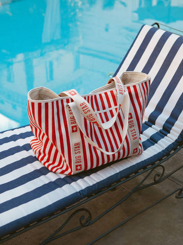 BIG STAR Shopper in Creme/ Rot - (B)50 x (H)40 cm