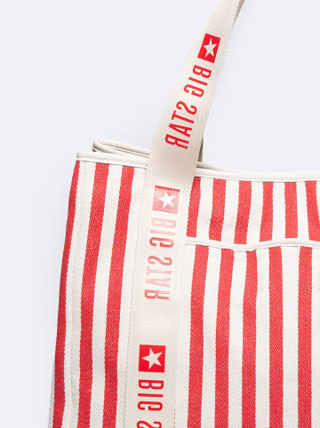 BIG STAR Shopper bag w kolorze kremowo-czerwonym - 50 x 40 cm