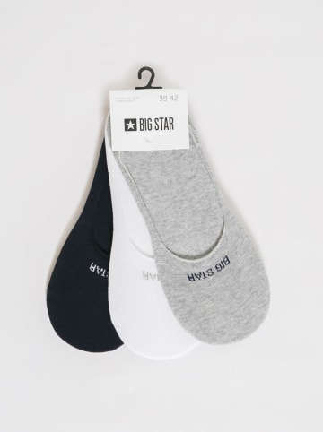 BIG STAR Skarpety-stopki (3 pary) w kolorze czarnym, białym i szarym