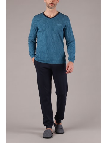 maryplaid Pyjama in Dunkelblau/ Blau