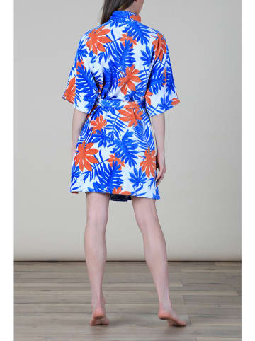 maryplaid Bademantel in Blau/ Orange