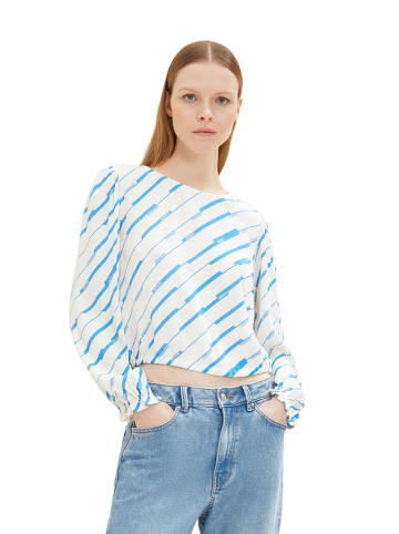 Tom Tailor Bluse in Weiß/ Hellblau