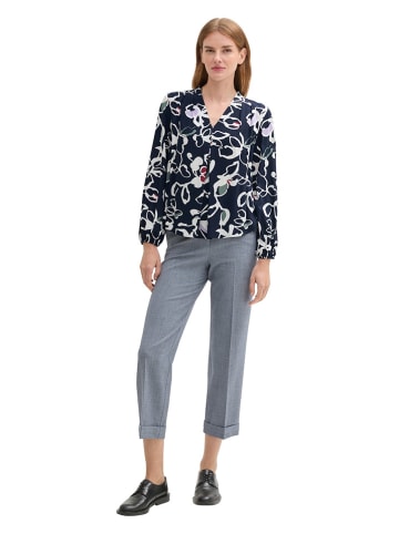 Tom Tailor Bluse in Dunkelblau/ Weiß
