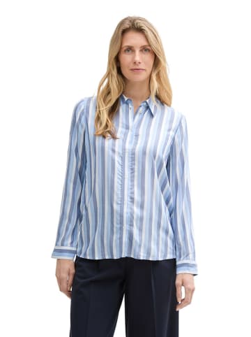 Tom Tailor Bluse in Hellblau/ Grau/ Weiß