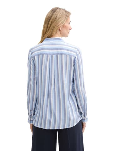Tom Tailor Bluse in Hellblau/ Grau/ Weiß