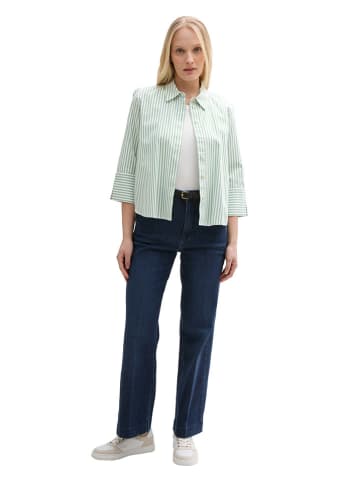 Tom Tailor Bluse in Grün/ Weiß