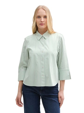 Tom Tailor Bluse in Grün/ Weiß
