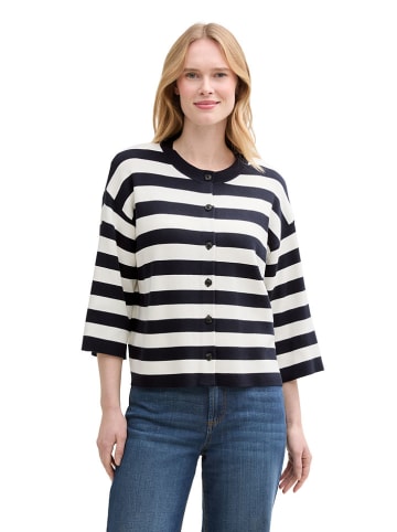 Tom Tailor Bluse in Dunkelblau/ Creme