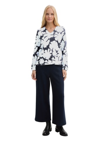 Tom Tailor Bluse in Dunkelblau/ Hellblau/ Weiß