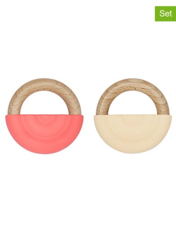 OYOY mini 2er-Set: Beißring "Rainbow" in Pink/ Creme - ab Geburt