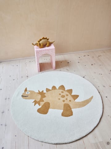 OYOY mini Kurzflor-Teppich "Billy Dino" in Beige - Ø 120 cm