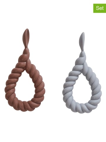 OYOY mini 2er-Set: Esslernlöffel "Mellow" in Braun/ Grau - (H)13 cm