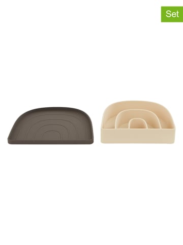 OYOY mini 2-delige serviesset "Rainbow" bruin/lichtgeel