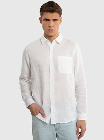 BIG STAR Lniana koszula "Jianis" - Regular fit - w kolorze białym