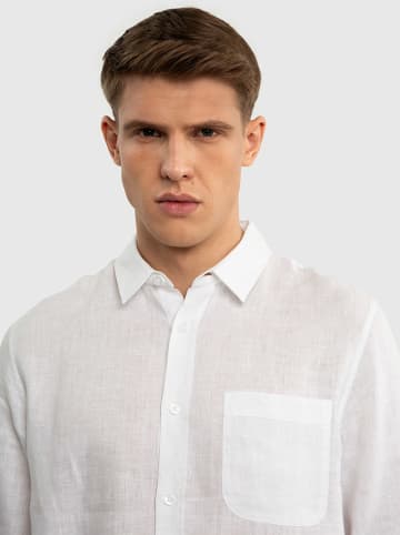 BIG STAR Lniana koszula "Jianis" - Regular fit - w kolorze białym
