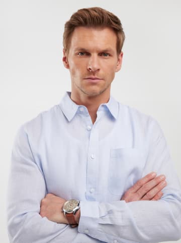 BIG STAR Lniana koszula - Regular fit - w kolorze błękitnym