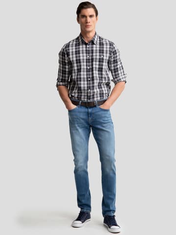 BIG STAR Hemd - Regular fit - in Weiß/Dunkelblau