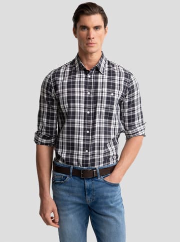 BIG STAR Hemd - Regular fit - in Weiß/Dunkelblau