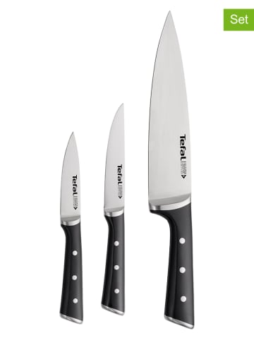 Tefal 3tlg. Messer-Set "Ice Force" in Silber/ Schwarz