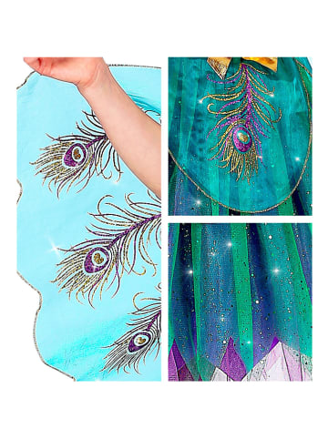 Carnival Party 2-delig kostuum "Pauw" blauw/turquoise