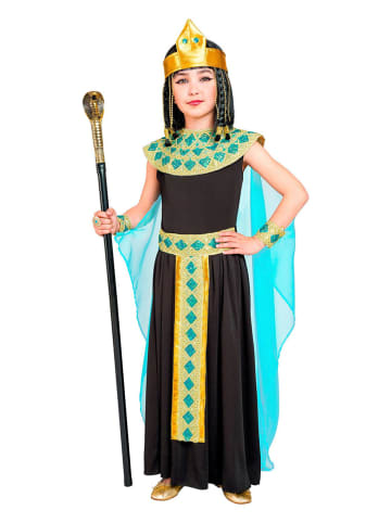 Carnival Party 6-delig kostuum "Cleopatra" zwart/turquoise