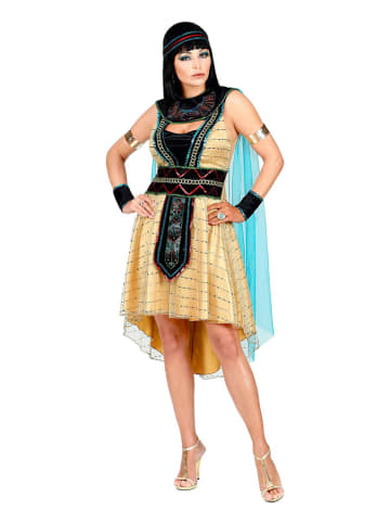 Carnival Party 3-delig kostuum "Egyptische Koningin" beige/lichtblauw