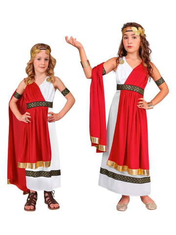 Carnival Party 4-delig kostuum "Romeinse Keizerin" wit/rood/goudkleurig