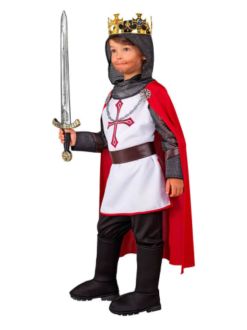 Carnival Party 3-delig kostuum "Tempelridder" wit/rood/grijs
