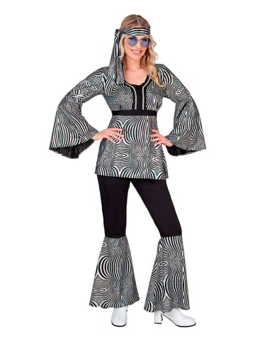 Carnival Party 3tlg. ''70er Jahre'' Kostüm in Silber/ Schwarz