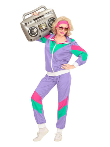 Carnival Party 2tlg. Kostüm "80er Jahre Trainingsanzug" in Lila