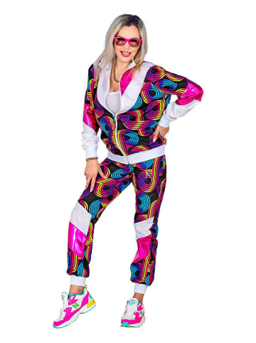 Carnival Party 2tlg. Kostüm "80er Jahre Trainingsanzug" in Schwarz/ Bunt