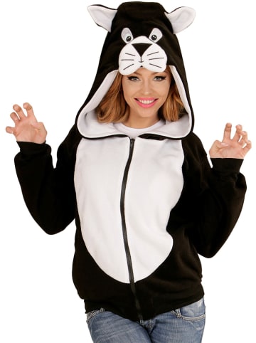 Carnival Party Kostuum fleece vest "Kat" wit/zwart