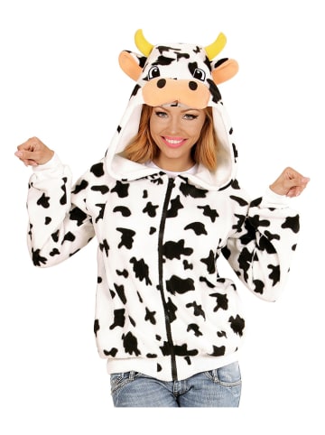 Carnival Party Kostuum fleece vest "Koe" zwart/crème