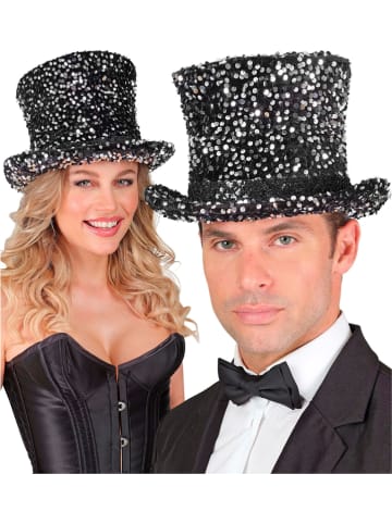 Carnival Party Cylinder w kolorze srebrno-czarnym