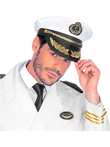 Carnival Party Hut "Luxus Kapitän" in Weiß/ Schwarz