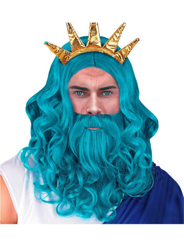 Carnival Party Perücke "Poseidon/Neptun" in Türkis