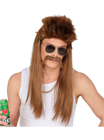 Carnival Party 2tlg. Set: Perücke und Schnurrbart "Redneck" in Hellbraun