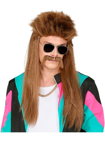 Carnival Party 2-delige set: pruik en snor-baard 'Redneck" lichtbruin