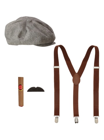Carnival Party 4-delige accessoiresset "De wilde jaren 20" grijs/lichtbruin