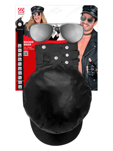 Carnival Party 4-delige accessoiresset "Rocker/Biker" zwart