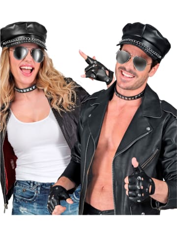 Carnival Party 4tlg. Accessories-Set "Rocker/Biker" in Schwarz